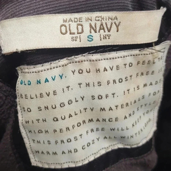 Old Navy Purple Feather Down Jacket With Removable Hood Faux Fur Y2K - Picture 5 of 6